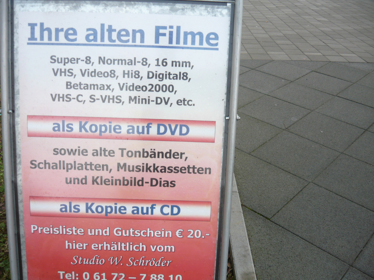 Kopien von VHS super8 HI 8 mini DV usw